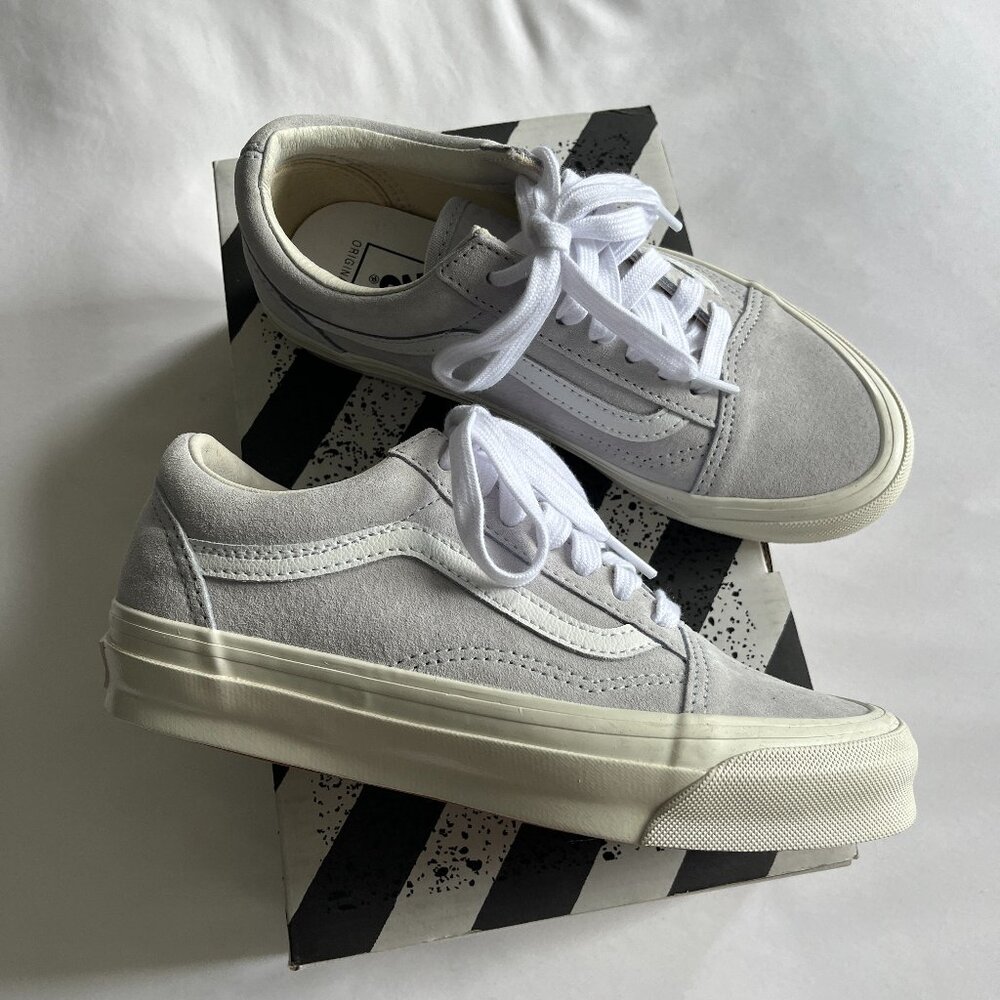 Vans OG Old Skool Lux Pig Suede Grey Dawn Sneakers VN0A4P3XUNY - Size 4.5/6